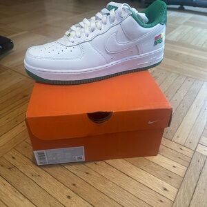 Nike White and Green Air Force 1 Sneakers - West Indies
